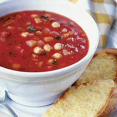 Vegetable soup with cheesy toasts